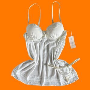 00's vintage white chiffon lingerie set y2k bridal wedding coquette MEDIUM NWT